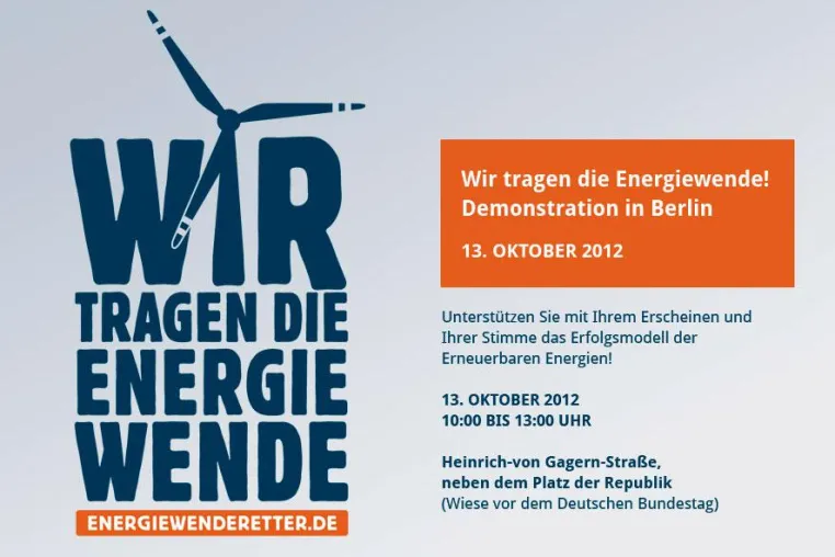 Bild: Energiewende retten. BWE Kundgebung am 13. Oktober 2012 in Berlin