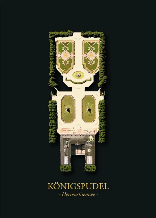 Königspudel - Ein Motiv, basierend auf einer Luftbildaufnahme der Schlossanlage Herrenchiemsee