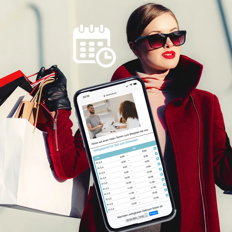 Termin-Shopping mit online Terminen im SuperSaaS-Buchungssystem (© www.supersaas.de)