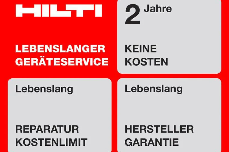 Hilti bietet einzigartigen, lebenslangen Geräteservice Bild: Hilti bietet einzigartigen, lebenslangen Geräteservice