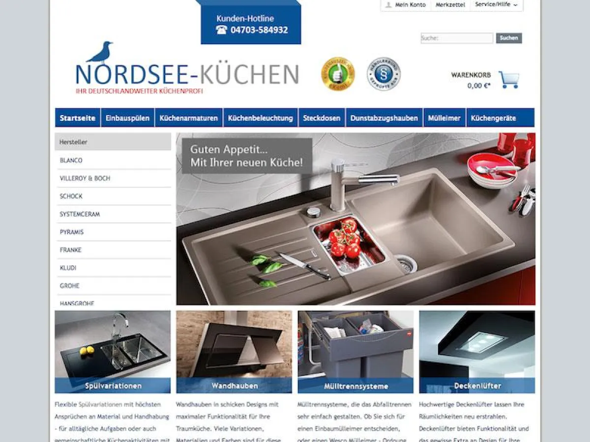 Die neue Website der Nordsee-Kuechen GmbH