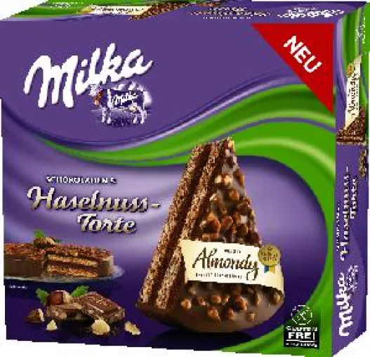Endlich ist sie da: Die Milka Schokoladen & Haselnuss-Torte von Almondy. Bild: Endlich ist sie da: Die Milka Schokoladen & Haselnuss-Torte von Almondy.