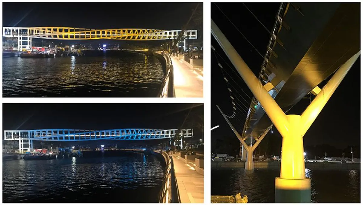 Brückenbeleuchtung zur Dubai Water Canal Einweihung