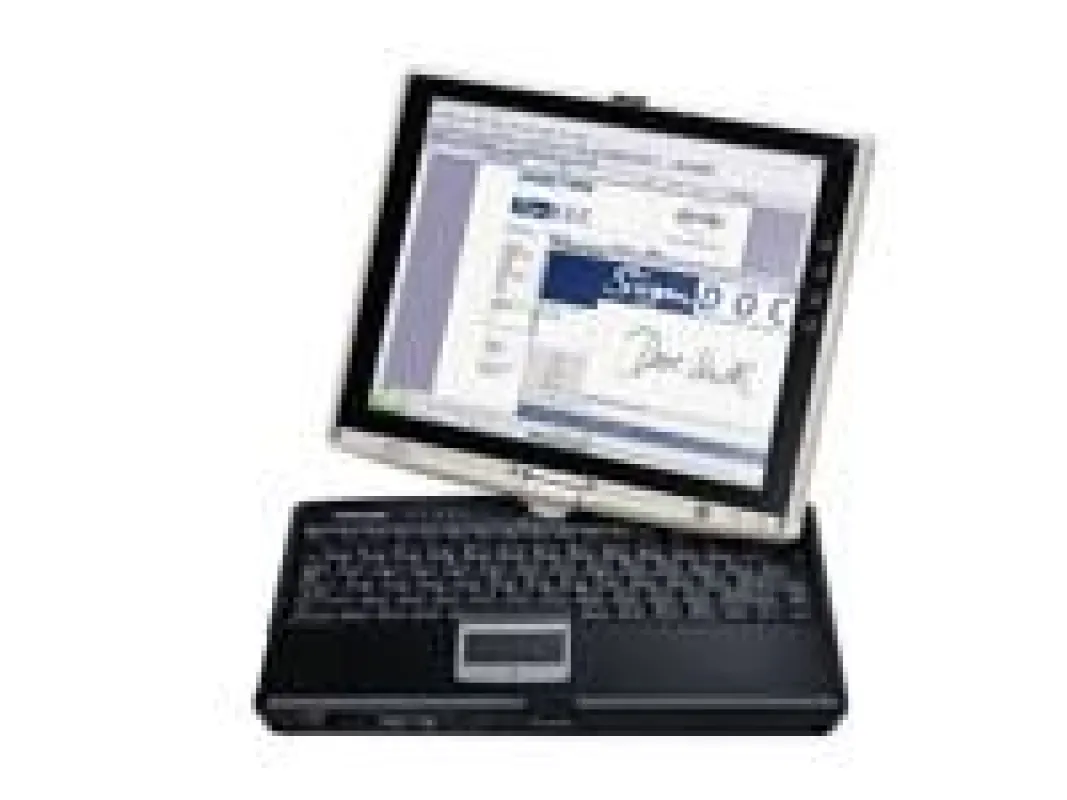 Aufnehmen von statischen und dynamischen (biometrischen) Unterschriftsmerkmalen mit einem Toshiba Tablet PC mit SOFTPROs SignDocin einem elektronischen Dokument
