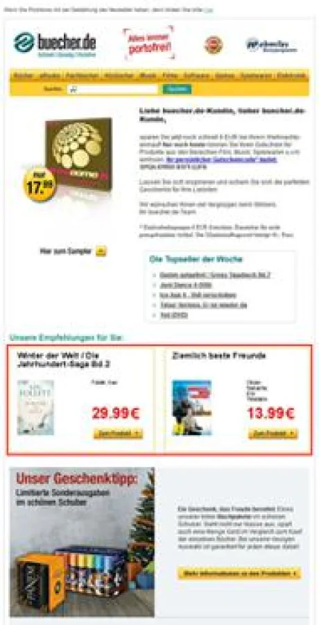 ReTargetMail ermöglicht es, Werbemittel in Mailings individuell anzuzeigen.