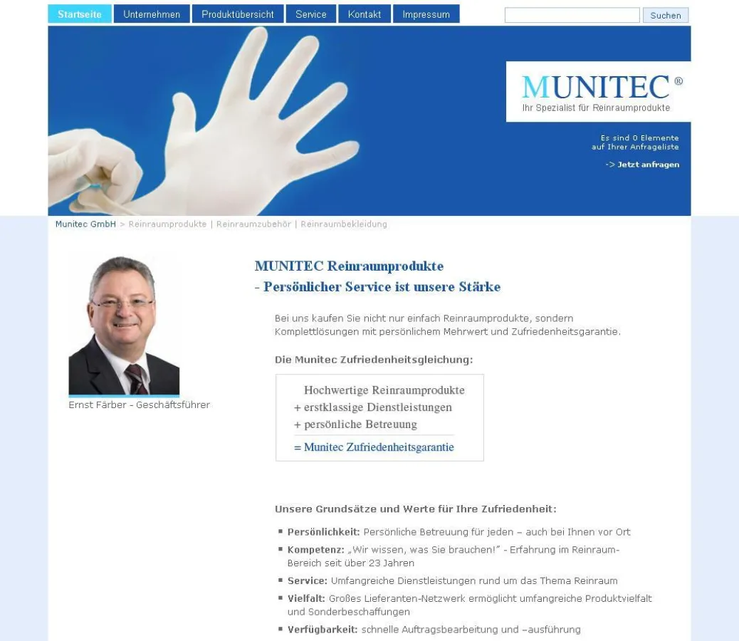 Reinraumprodukte neu präsentiert auf den Seiten der Munitec GmbH
