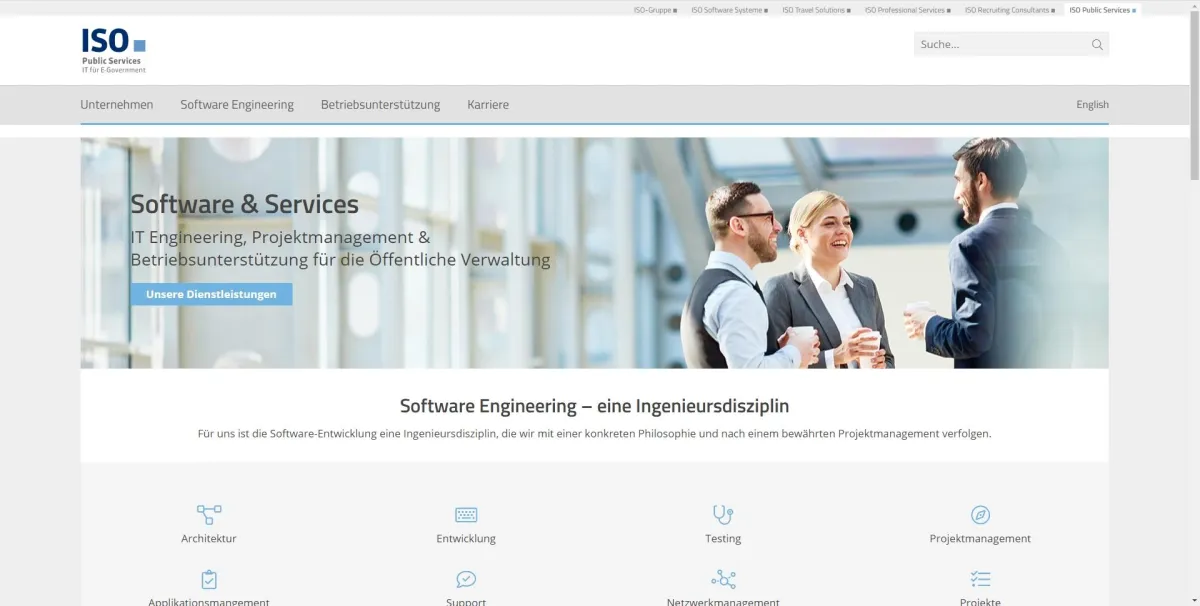 Webauftritt der ISO Public Services GmbH