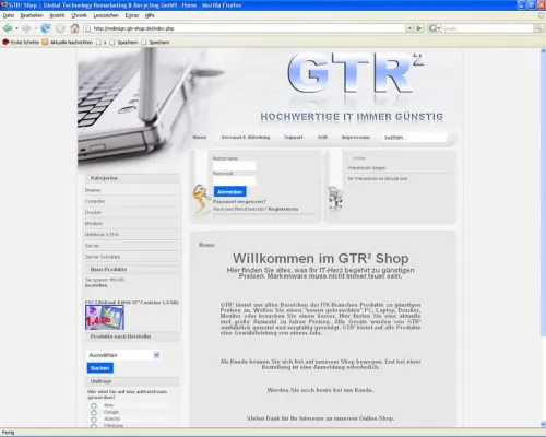 Bild: Relaunch des Online-Shops für Endkunden bei GTR² GmbH