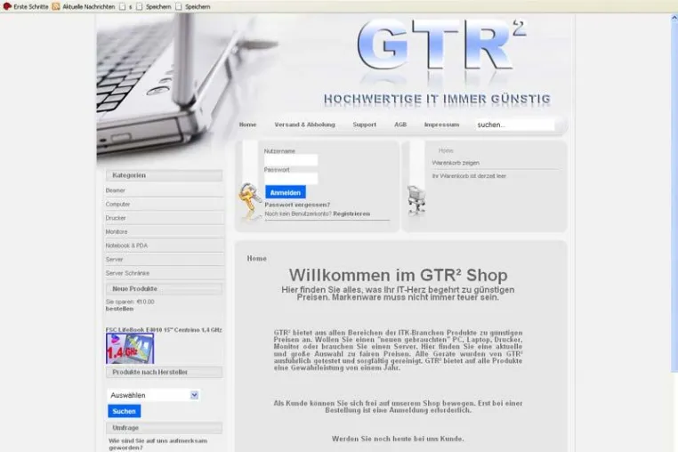 Bild: Relaunch des Online-Shops für Endkunden bei GTR² GmbH
