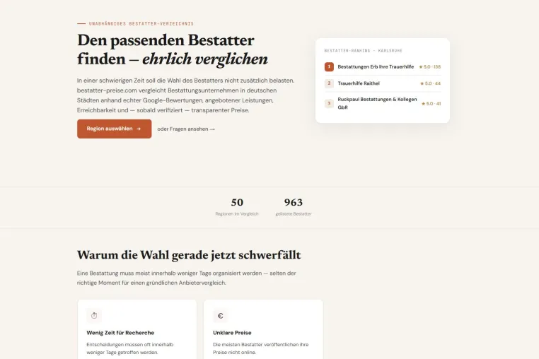 Neues Vergleichsportal macht Bestattermarkt endlich transparent Bild: Neues Vergleichsportal macht Bestattermarkt endlich transparent