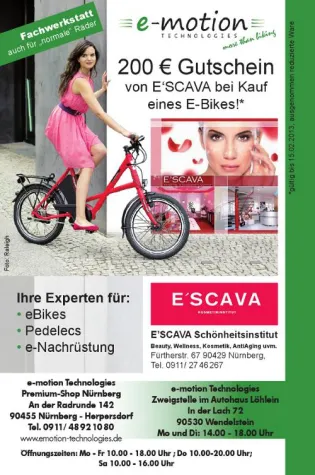 Bild: e-motion Technologies und E’scava – E-Bike meets Beauty