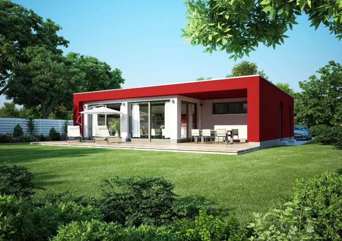 Moderner Flachdach-Bungalow im Bauhaus-Stil