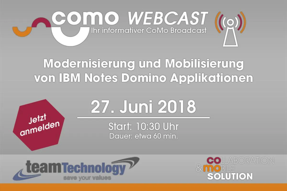 Der neue CoMo WebCast, am 27. Juni 2018, 10:30 Uhr