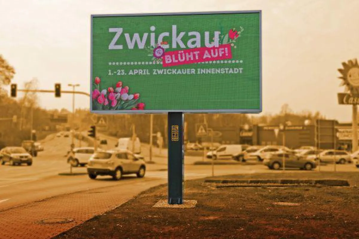 Die neue Digital Signage-Installation in Zwickau ist bereits die vierte ihrer Art in Sachsen. (Foto: