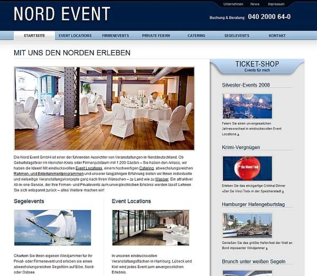 Das Hamburger Unternehmen Nord Event ist seit kurzem mit einer neuen, interaktiven Website online.