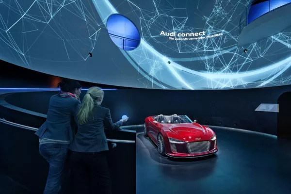 Schmidhuber + Partner und KMS BLACKBOX gestalten Dauerausstellung im Audi Pavillon der Autostadt Wolfsburg Bild: Schmidhuber + Partner und KMS BLACKBOX gestalten Dauerausstellung im Audi Pavillon der Autostadt Wolfsburg