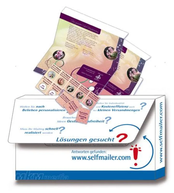 Die Selfmailer-Musterbox kann kostenlos von MKM media bezogen werden. Einfach per E-Mail anfordern unter: muster@mkm-media.de