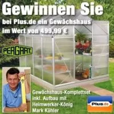Bild: Gewinnspiel: Onlineshop plus.de verlost ein Gewächshaus - TV-Star Mark Kühler baut es auf