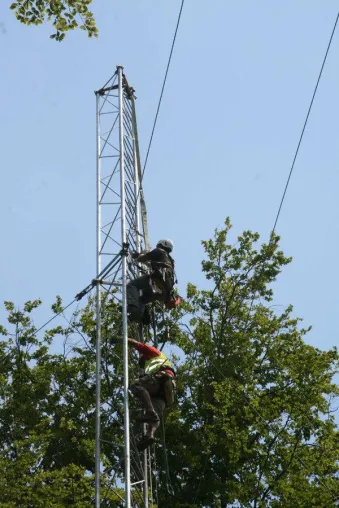 Ge:Net baut zwei 100m-Windmessmasten an Waldstandorten Bild: Ge:Net baut zwei 100m-Windmessmasten an Waldstandorten