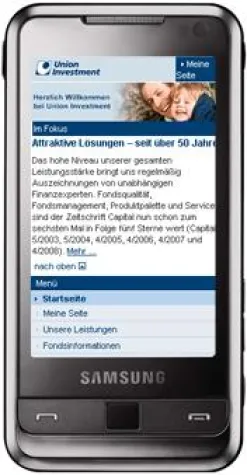 Kapitalanlagegesellschaft Union Investment eröffnet Mobilportal Bild: Kapitalanlagegesellschaft Union Investment eröffnet Mobilportal