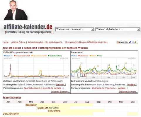 Bild: Affiliate-Kalender.de - perfektes Timing für saisonale Themen und passende Partnerprogramme