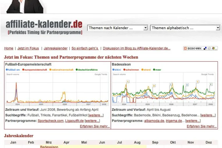 Bild: Affiliate-Kalender.de - perfektes Timing für saisonale Themen und passende Partnerprogramme