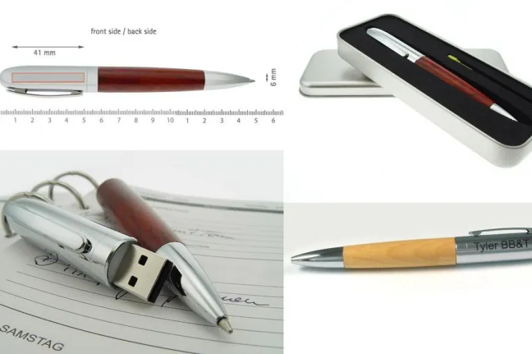 Bild: Holz-USB-Kugelschreiber - Edle Werbemittel für Geschäftskunden
