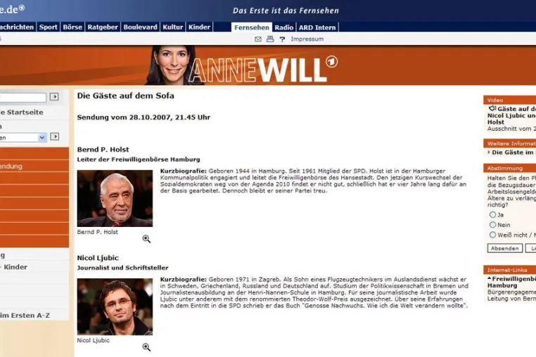 Bild: Bernd P. Holst zu Gast bei Anne Will