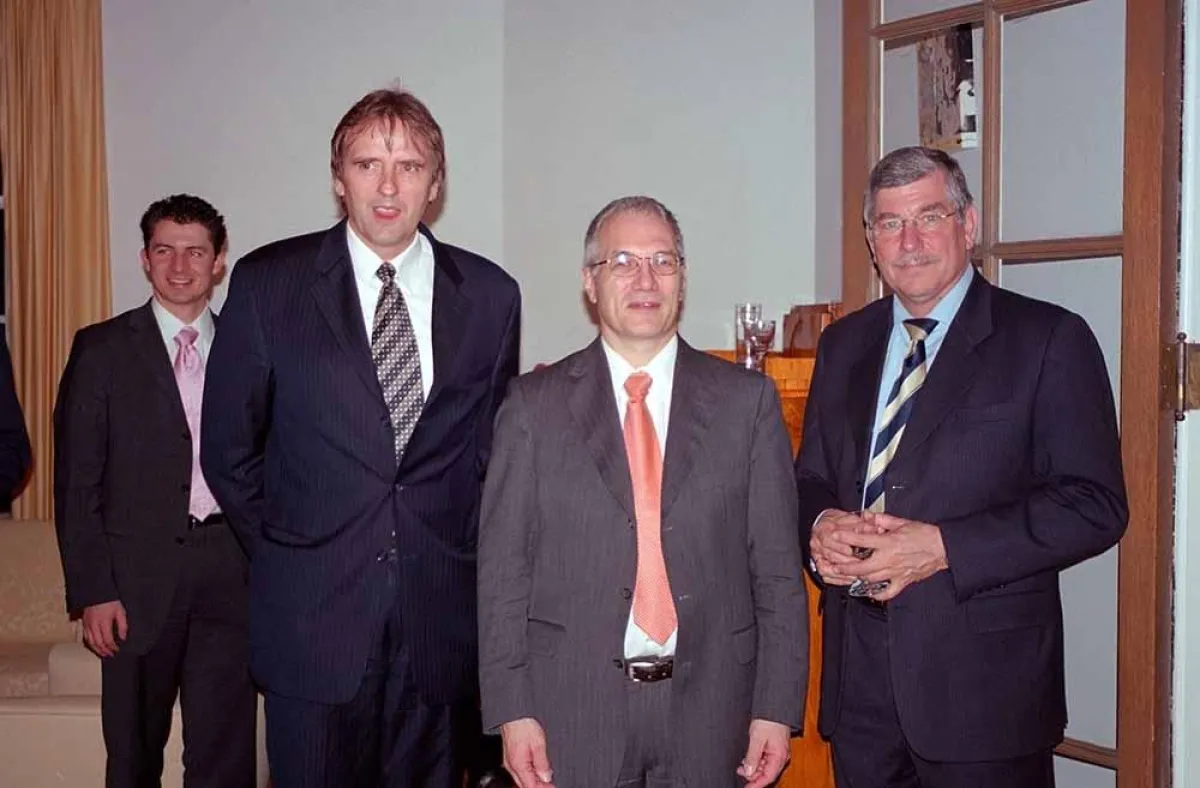 Professor Norbert Pohlmann, Vorstandsvorsitzende r des TeleTrusT e.V., Dr. Udo Helmbrecht, Präsident des BSI, und Dr. Christian Seebode, German Deputy Consul General, auf der RSA in San Francisco.
