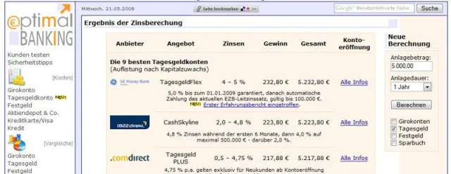 Bild: Zinsrechner 2.0 für Girokonto, Tages- und Festgeld gestartet