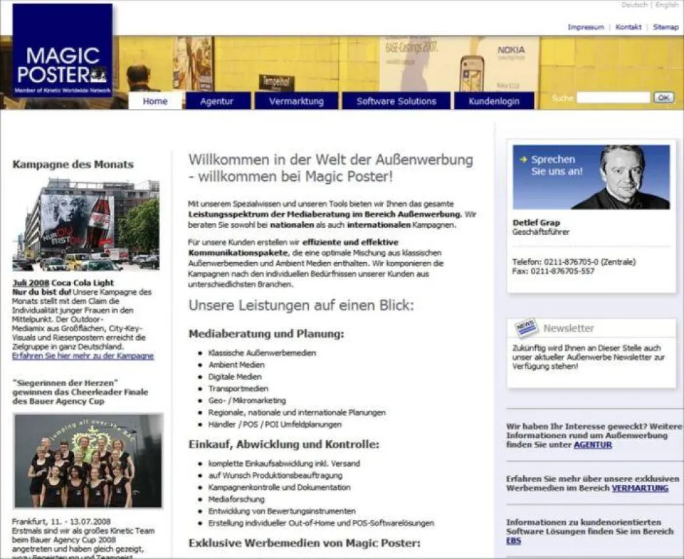 Die Startseite des neuen Internetauftritts www.magicposter.de