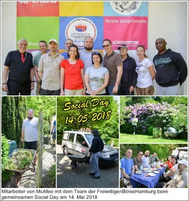 Bild: Internationales Unternehmen freiwillig-ehrenamtlich mit dem Team der FreiwilligenBörseHamburg beim Social Day