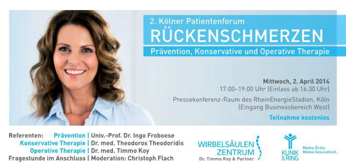 Flyer 2. Kölner Patientenforum Rückenschmerzen
