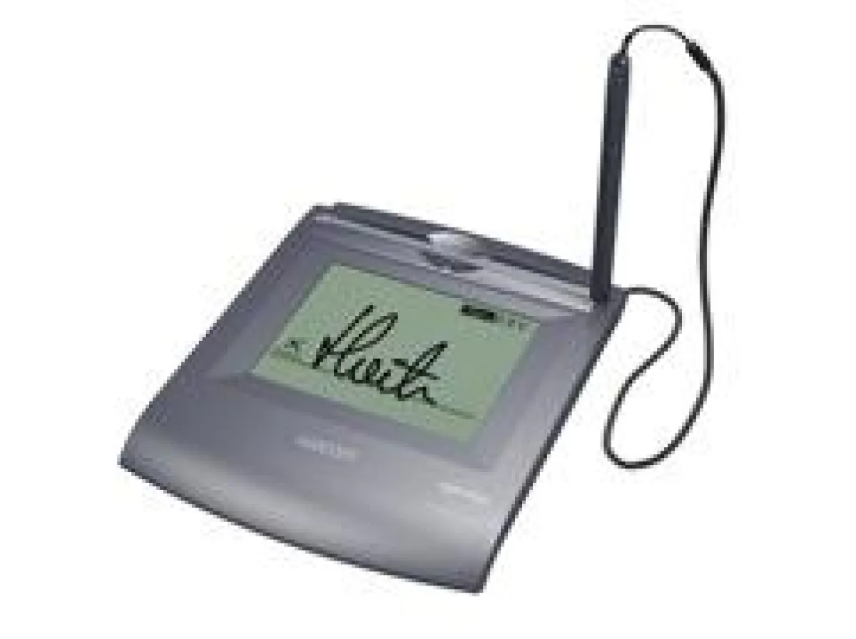 SignPad eSignio - für die Erfassung statischer und dynamischer (biometrischer) Unterschriftsmerkmale in Echtzeit. Japanisch-deutsche Gemeinschaftsentwicklung von Softpro und Wacom.