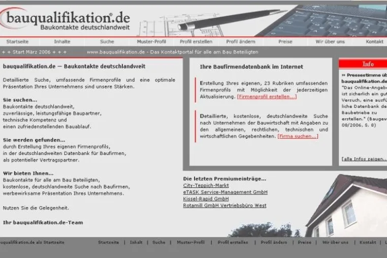 bauqualifikation.de - Firmenpräsentation für Baubetriebe im Internet Bild: bauqualifikation.de - Firmenpräsentation für Baubetriebe im Internet