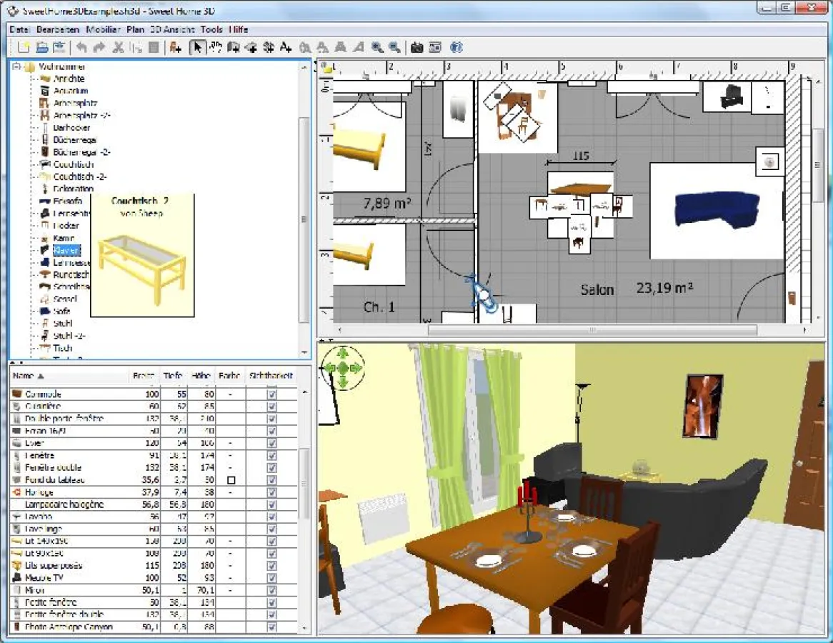 Mit Sweet Home 3D planen Sie Ihre Wohnung einfach dreidimensional.
