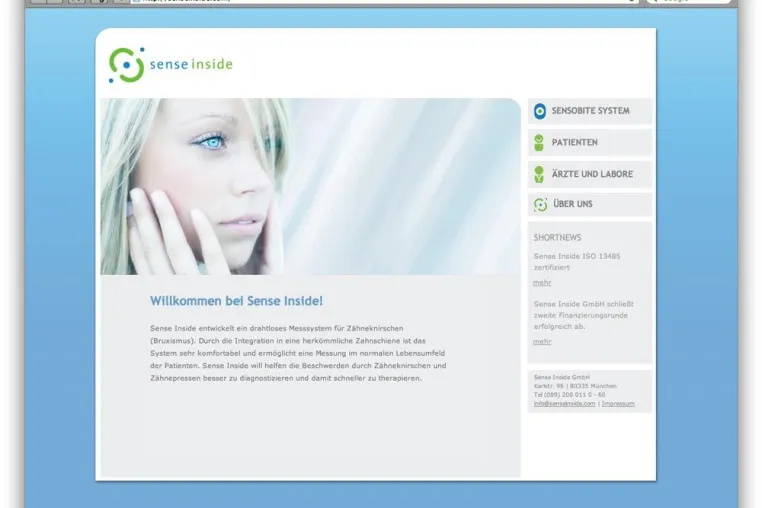 Bild: das formt hat den neuen Internetauftritt der Sense Inside GmbH gestaltet und umgesetzt