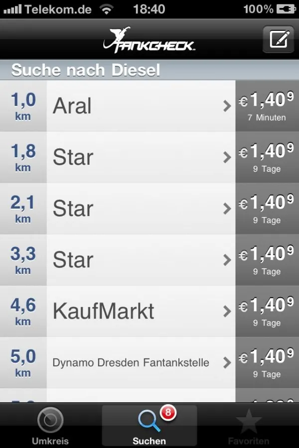 Benzinpreisvergleich TankCheck