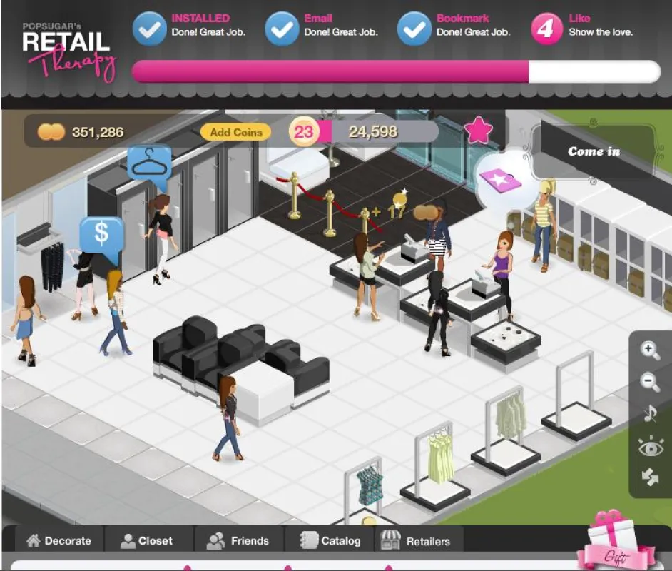 Socail Fashion Game Retail Therapy auf Facebook