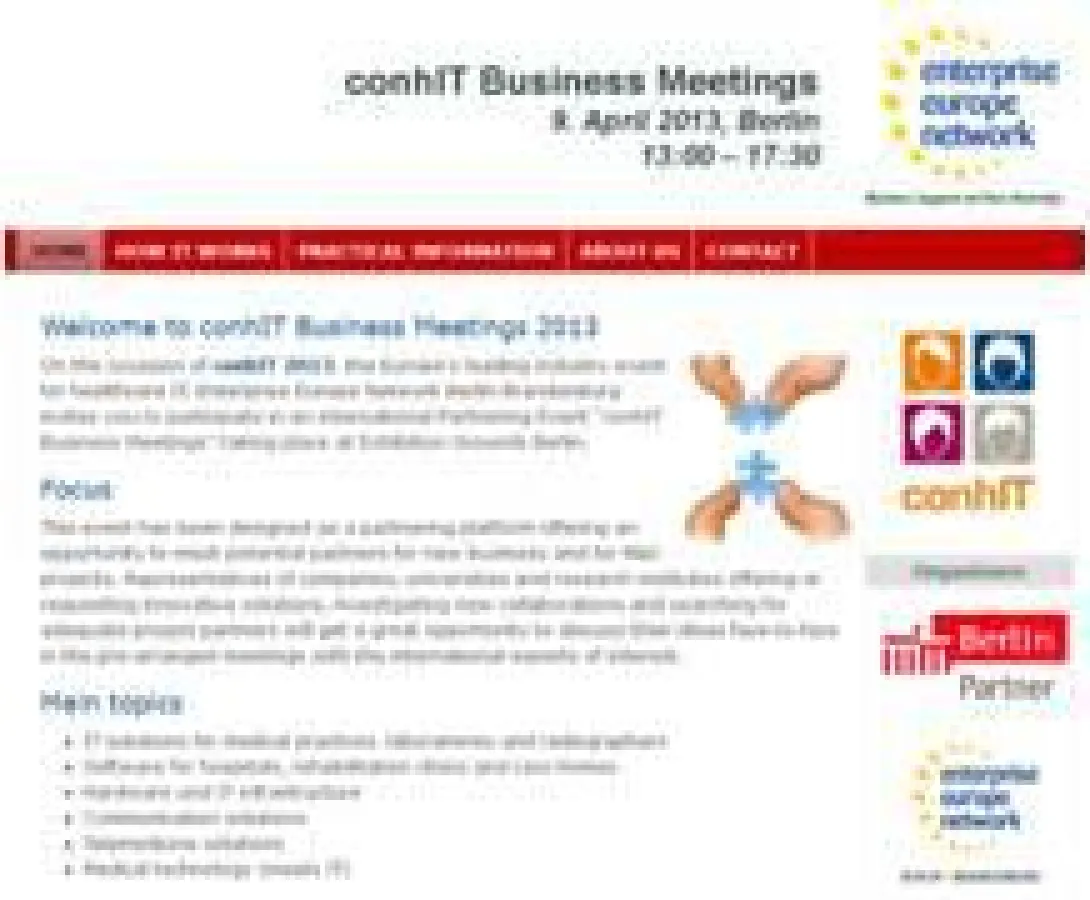 ConHIT - Connecting Healthcare IT, Internationale Kontaktbörse am 09. April 2013 in Berlin