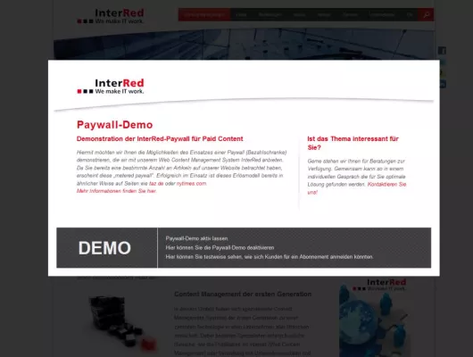 Bild: InterRed bietet Paid Content durch Paywalls