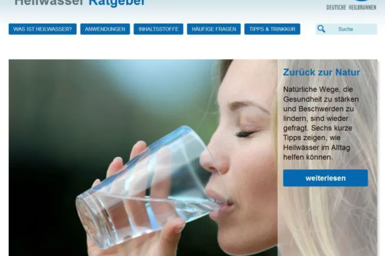 Heilwasser: Website heilwasser-ratgeber.de bietet praktische Tipps und Informationen Bild: Heilwasser: Website heilwasser-ratgeber.de bietet praktische Tipps und Informationen