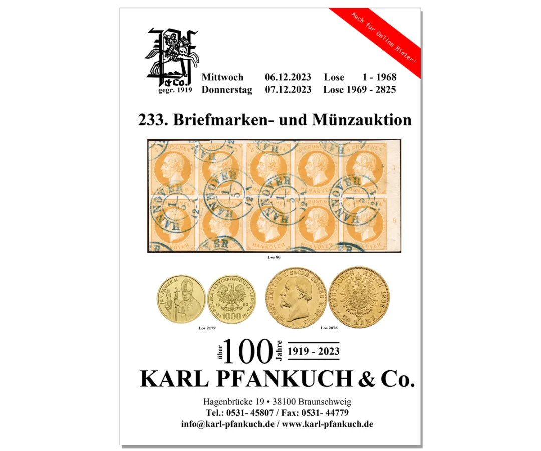 Katalog 233. Pfankuch Auktion (© Auktionshaus Karl Pfankuch & Co)