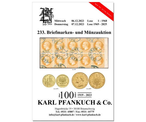 Bild: 233. Auktion für Briefmarken, Münzen und Postgeschichte 