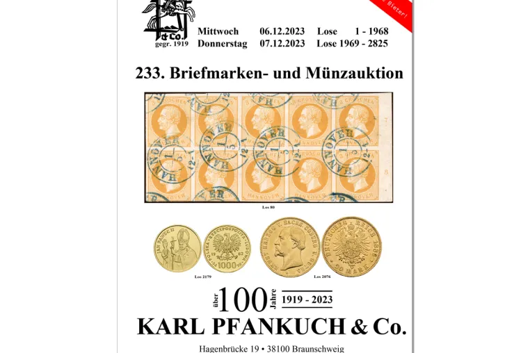 Bild: 233. Auktion für Briefmarken, Münzen und Postgeschichte 