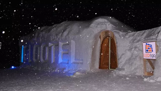 Bild: Der arktischen Kälte zum Trotz: Module von LEDitgo im IGLOOTEL in Lappland