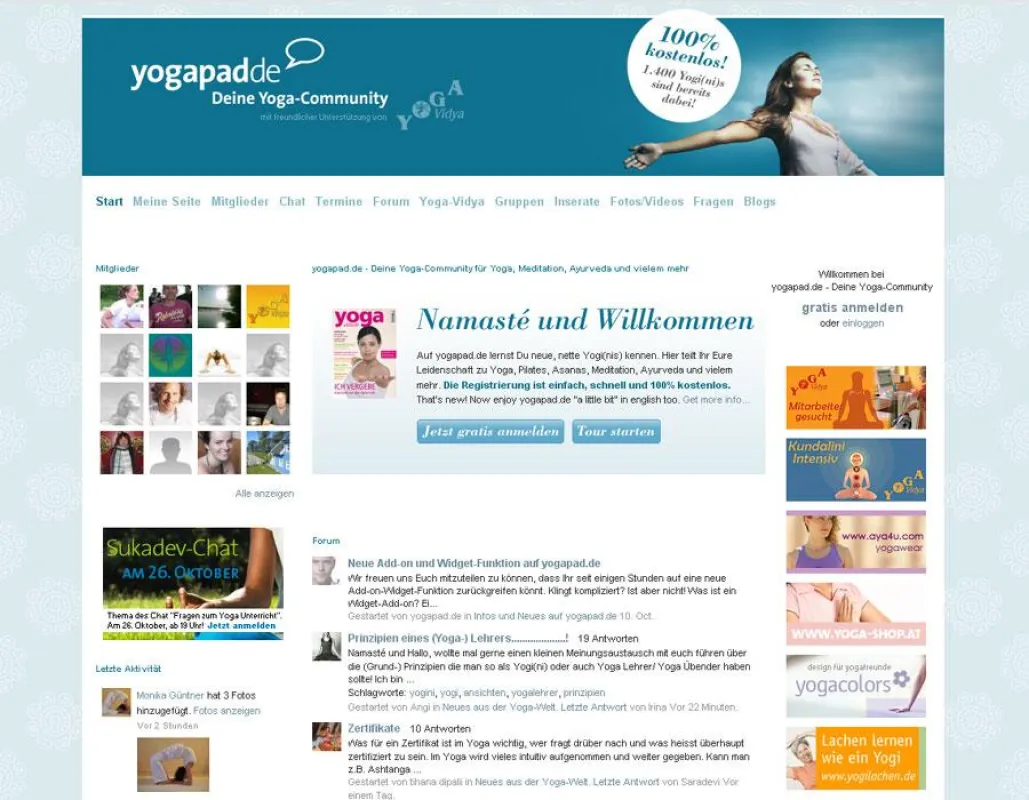 Startseite von yogapad.de