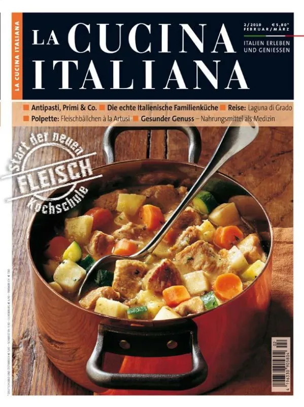 Die deutsche Ausgabe der italienischen Rezeptzeitschrift zeigt die Zubereitung