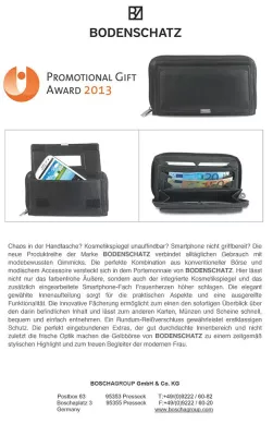 Bild: Promotional Gift Award 2013 an smarte Smartphone Börse aus dem Haus BODENSCHATZ