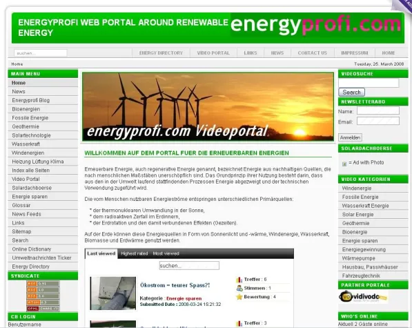 Neues Videoportal zum Thema erneuerbare Energien jetzt online Bild: Neues Videoportal zum Thema erneuerbare Energien jetzt online